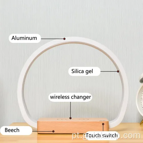 Lâmpada de cabeceira do sensor de toque moderno com carregador sem fio